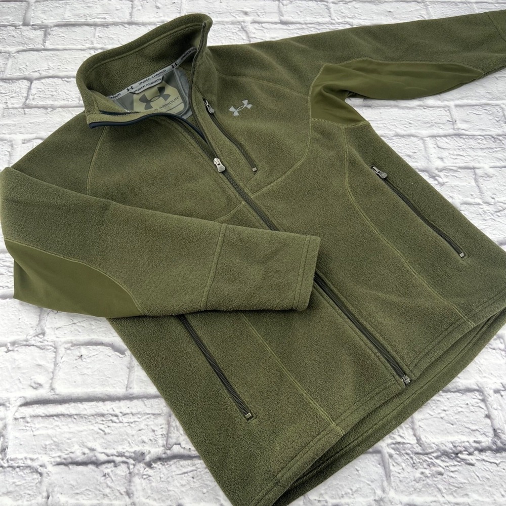 Under Armour Mens Olive Green Full Zip Performance Fleece Jacket Size S